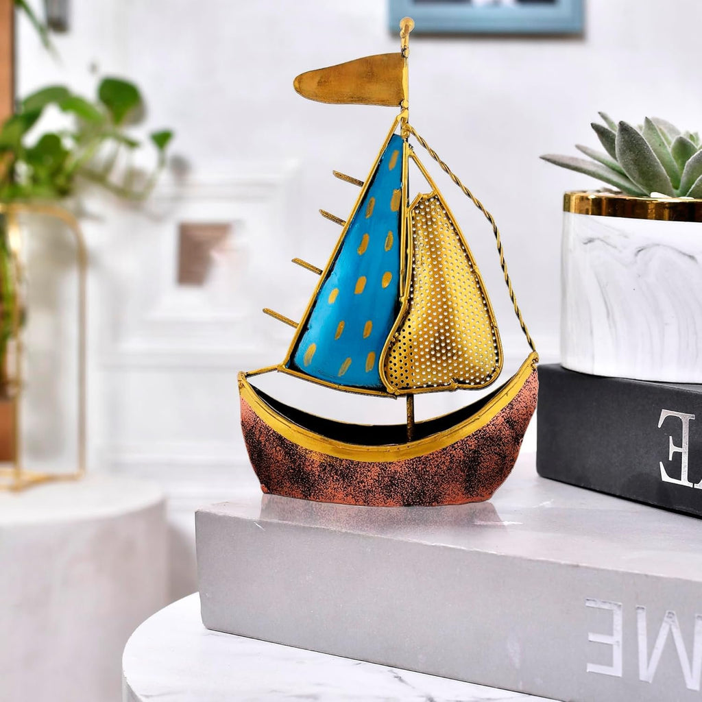 Decoratief beeldje – Metalen Turkse scheepsboot Naav – 30 cm hoog