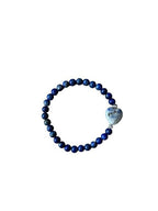 Dames armband Lapis Lazuli 6 mm met hart Sodaliet