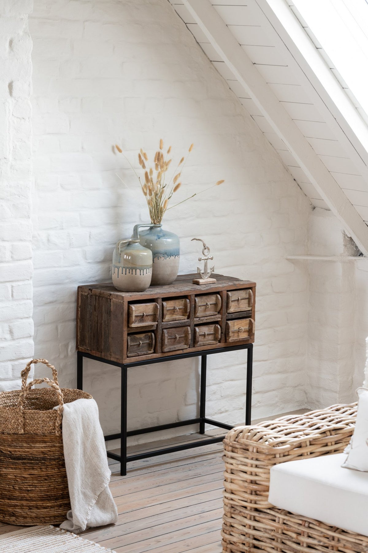 J-Line mand Lucie - jute - naturel - 3 stuks