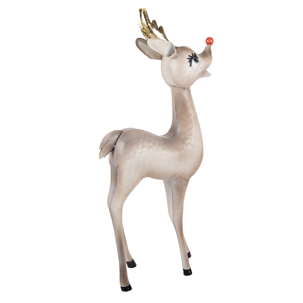Kerstdecoratie met LED-verlichting Hert 28x10x55 cm / 2xAAA Beige Metaal