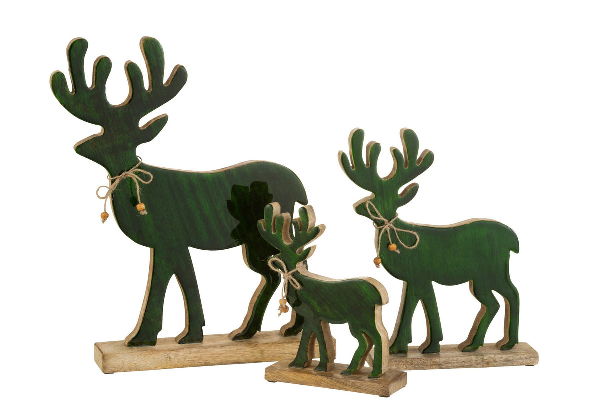 J-Line figuur Rendier - hout - groen - large