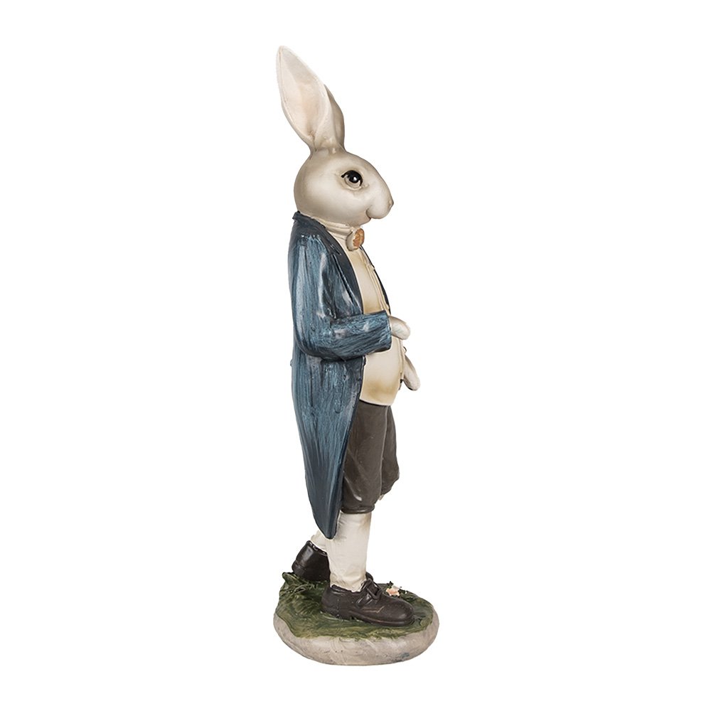 Beeld Konijn 25 cm Bruin Blauw Polyresin Paasdecoratie