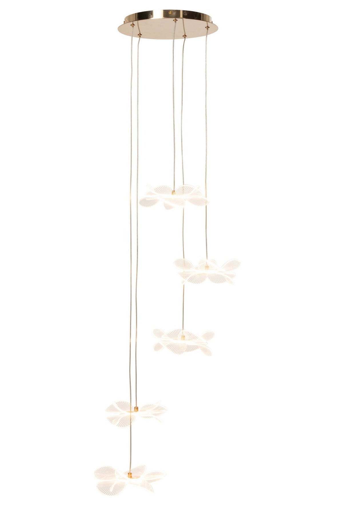 J-Line plafondlamp bloem - acryl - goud - large