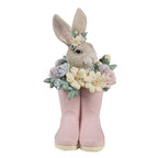 Decoratie Beeld Konijn 13x13x23 cm Beige Roze Kunststof