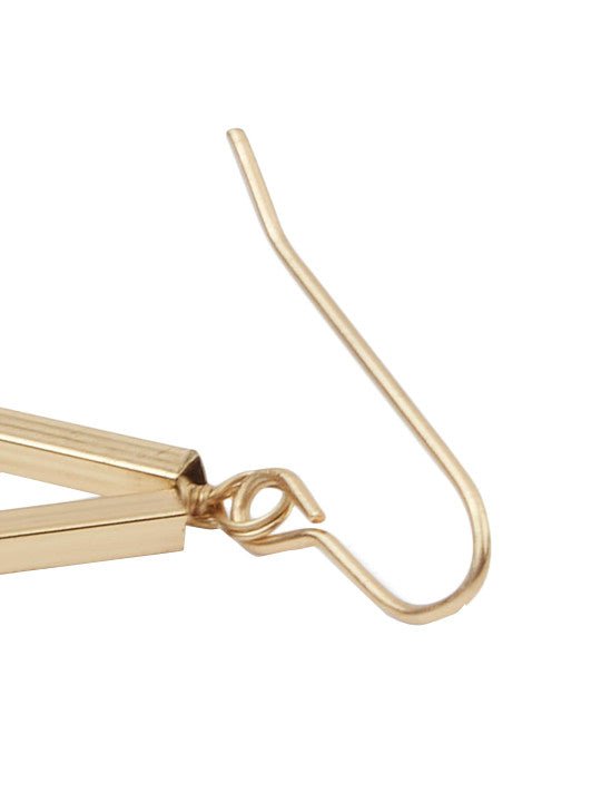 Geometrische hangende oorbellen – mode-sieraden voor de detailhandel – goudkleurig en blauw metaal – veilige vishaak
