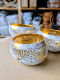 Goud Wit Gewassen Patroon Kokoskom Winterdecoratie set van 3