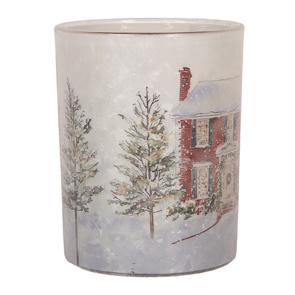 Waxinelichthouder Ø 10x13 cm Wit Glas Kerst