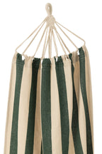 J-Line Hangmat Brede Strepen Katoen/Polyester Donker Groen/Ecru