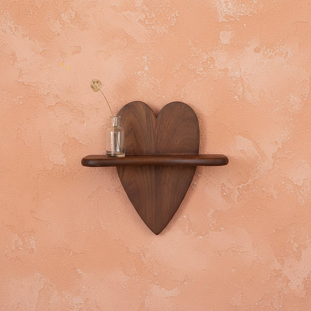 Bullnose mangohouten wandplank Heart