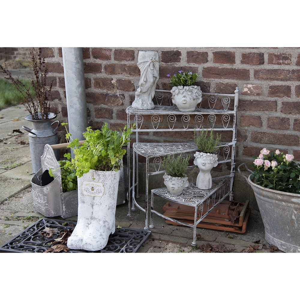 Bloempot 13x13x29 cm Grijs Steen Bloempot Binnen