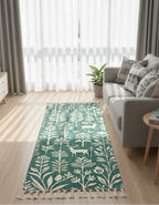 Handgeweven katoenen vloerloper – wasbaar bedrukt ontwerp – 2x5 ft