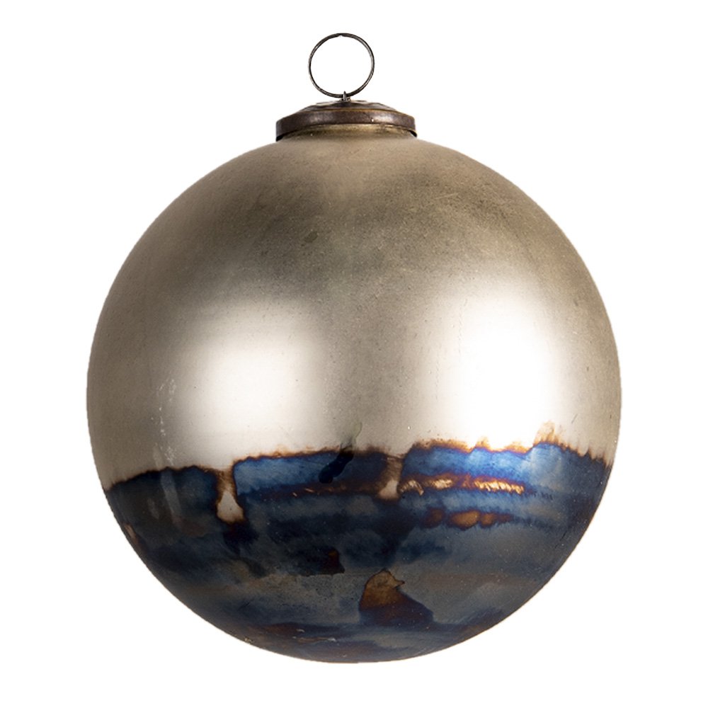 Kerstbal XL Ø 17 cm Goudkleurig Zwart Glas Kerstboomversiering