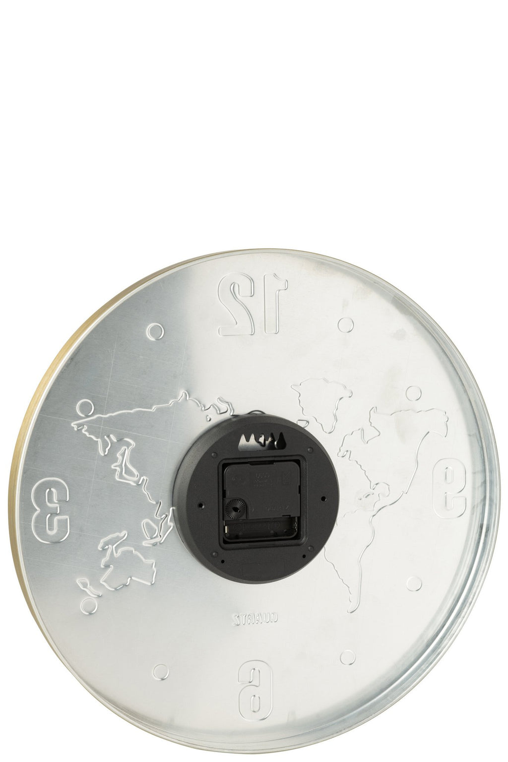 J-Line klok Wereldkaart - aluminium - goud