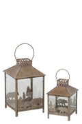 J-Line Lantaarns - metaal - beige - set van 2