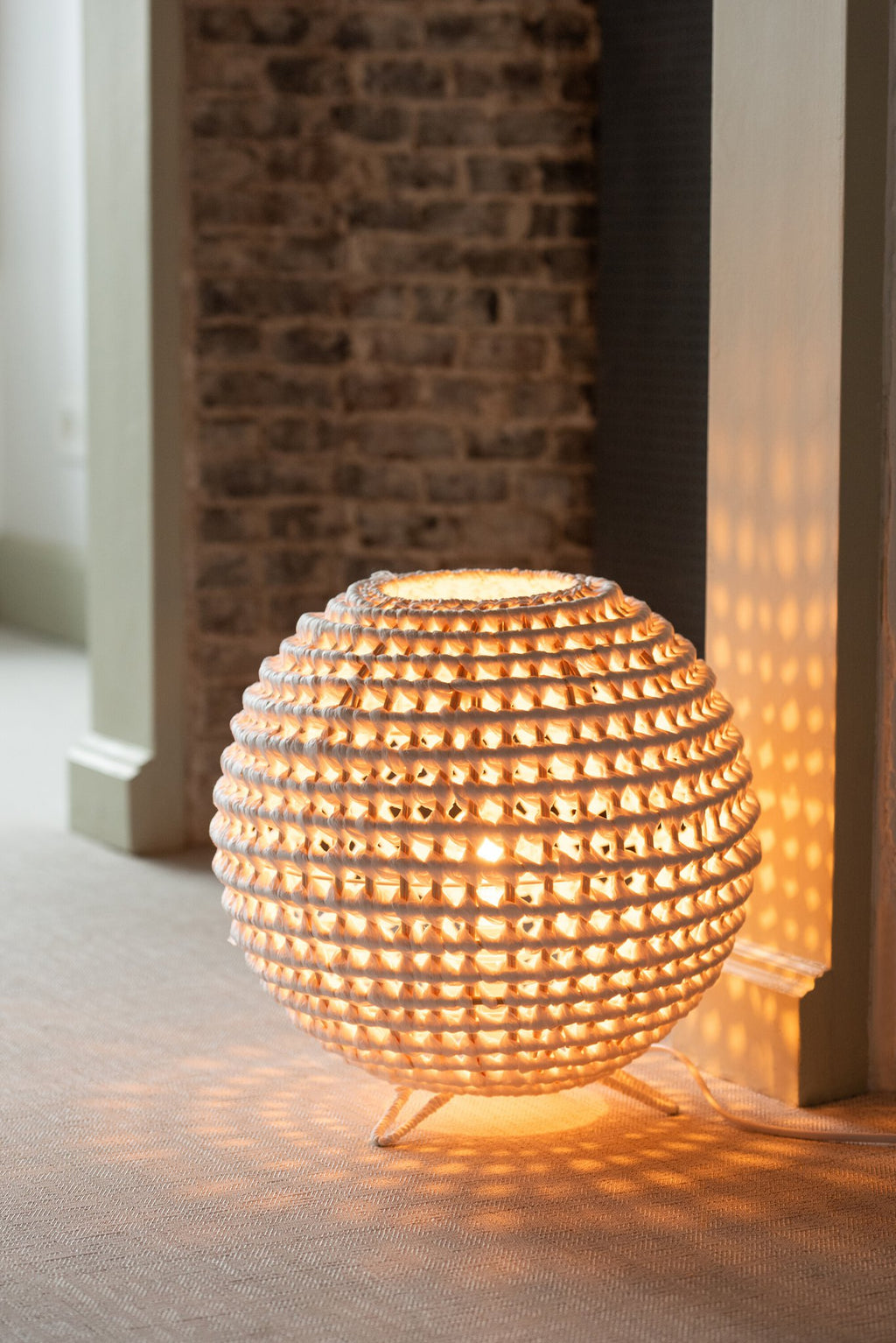 J-Line lamp Rond Getwist - metaal - wit