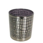 Theelichthouder zilver croco medium 12cm*