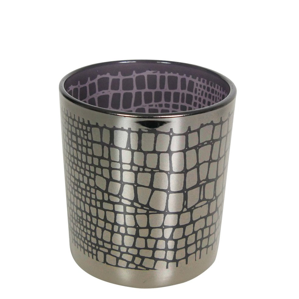 Theelichthouder zilver croco medium 12cm*
