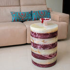 Salontafel rood marmer en witte onyx