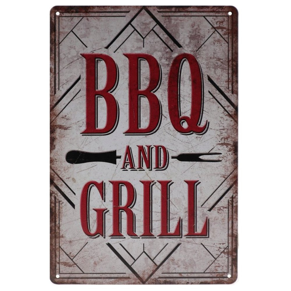 BBQ & Grill Retro Wandbord 30x20