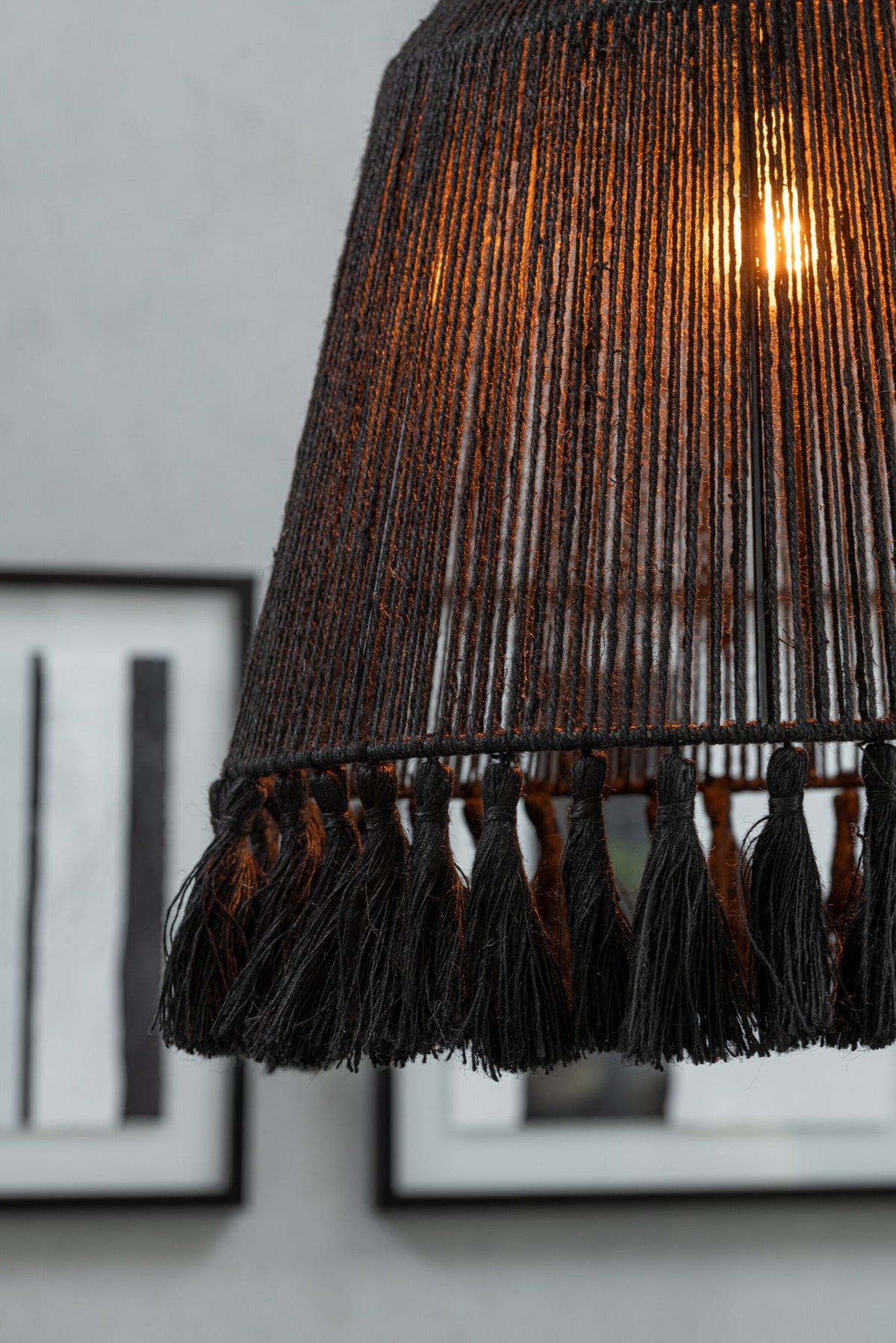 J-Line hanglamp Celia - jute - zwart - small