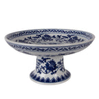 Taartplateau op Voet Ø 26x13 cm Wit Blauw Porselein
