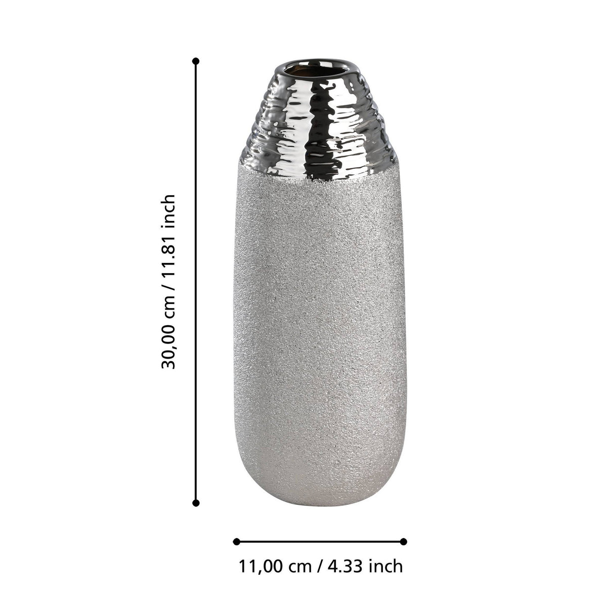 Vaas Aramberri Zilver 11x30 cm