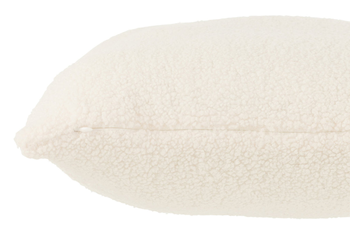 J-Line kussen Teddy - polyester - wit