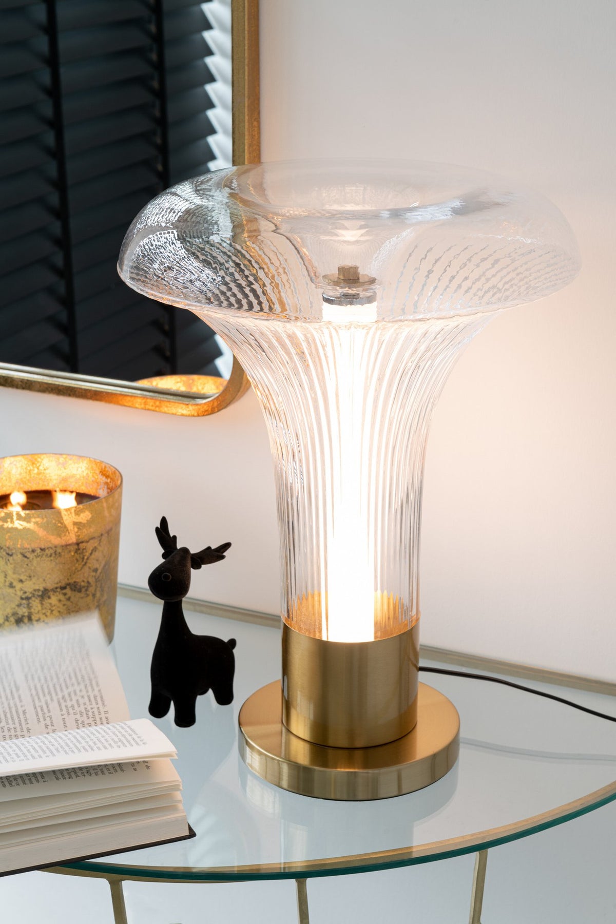 J-Line decoratie Hert - fluweel/polyresin - zwart - 3 stuks