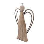 Decoratie Beeld Engel 12x3x18 cm Bruin Hout