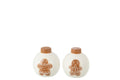 J-Line peper- & zoutstellen Kerstmis - keramiek - wit/caramel