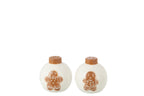 J-Line peper- & zoutstellen Kerstmis - keramiek - wit/caramel