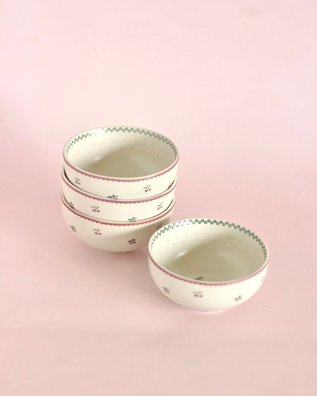 Serving Bowl | Ceramic Floral Decal | Set of 4, 10x5cm