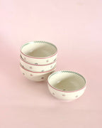 Serving Bowl | Ceramic Floral Decal | Set of 4, 10x5cm
