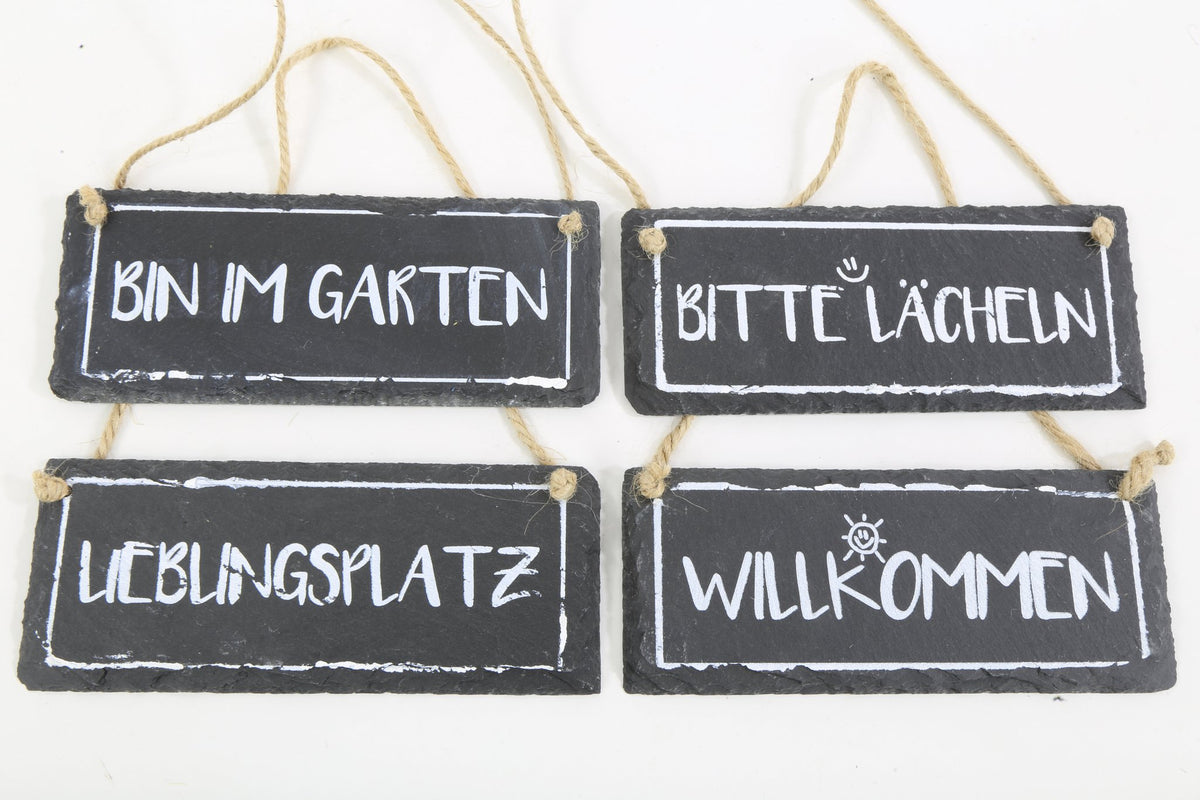 Hanger leisteen bordjes met tekst 15x6cm ass
