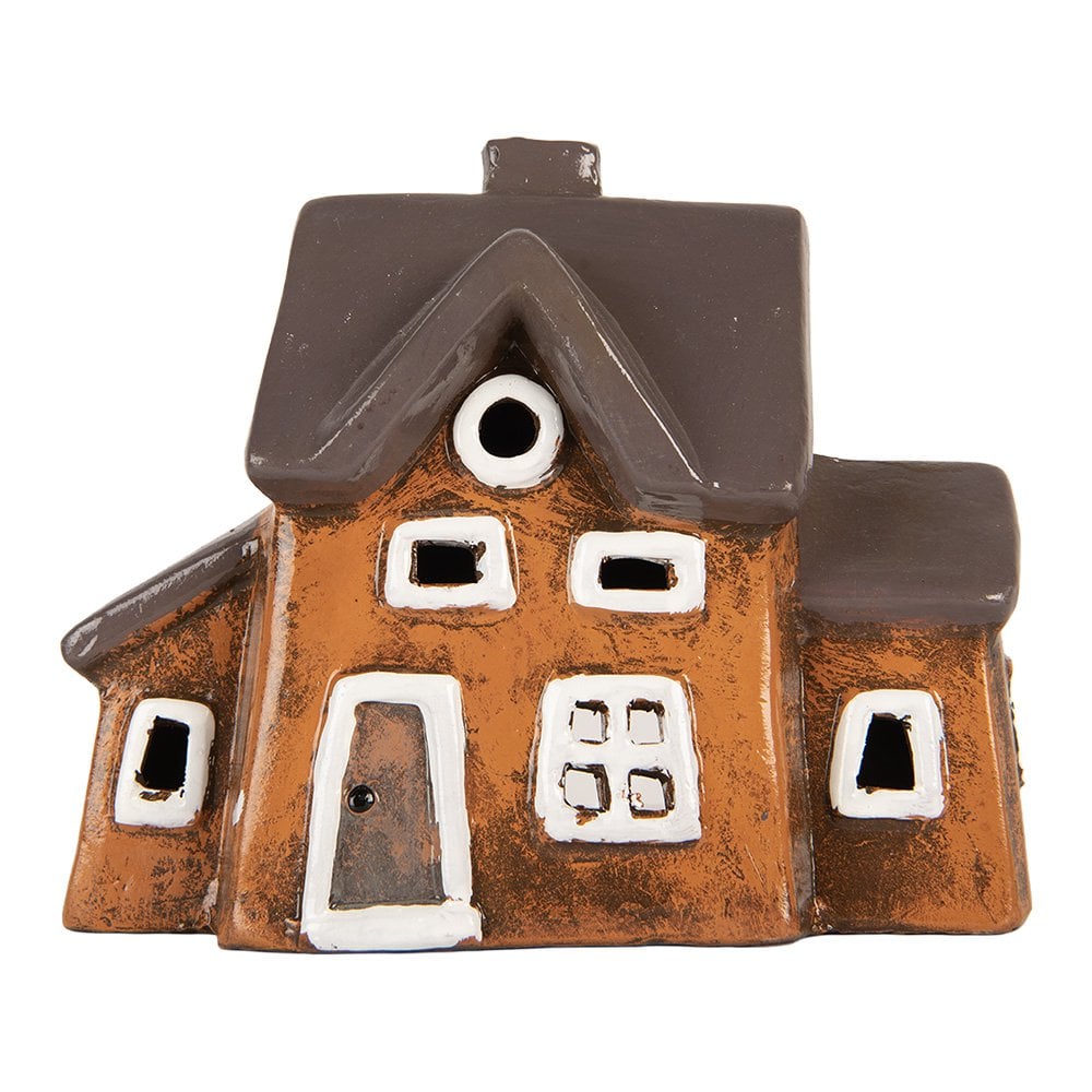 Waxinelichthouder Huis 20x11x16 cm Oranje Keramiek