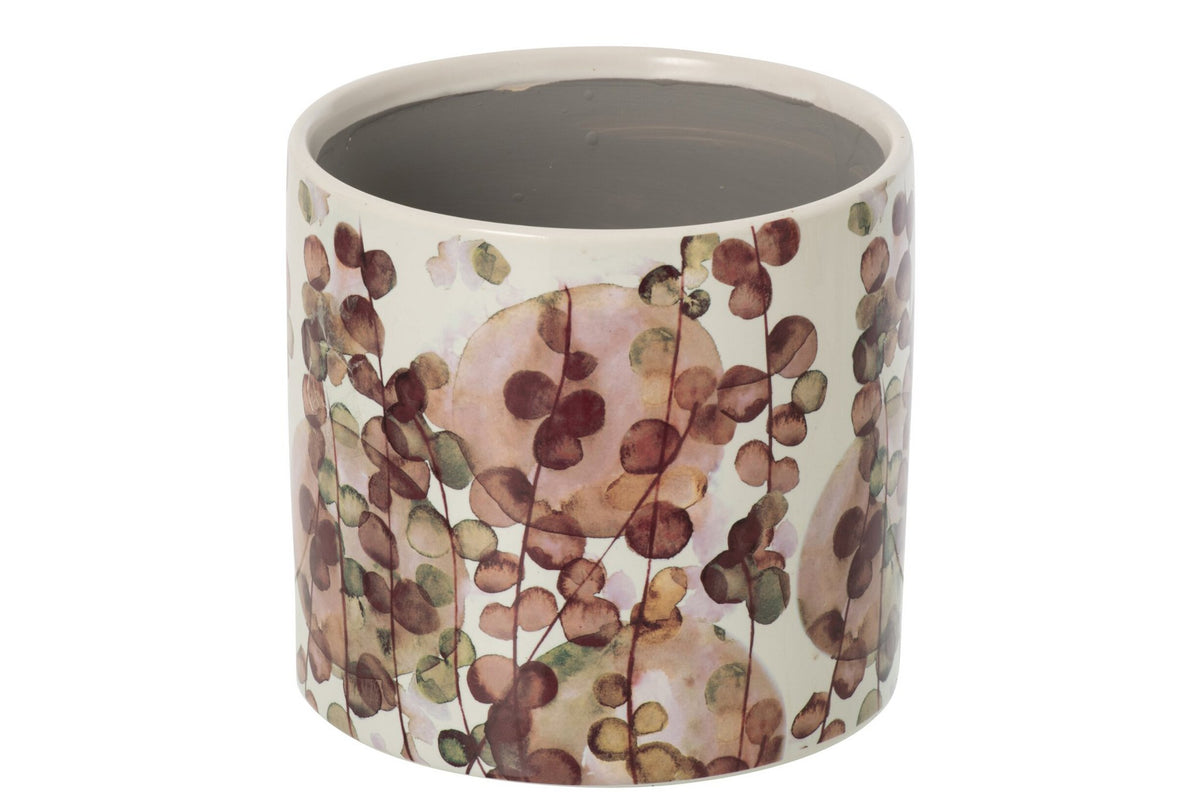 J-Line Bloempot - keramiek - donkerrood/wit - large