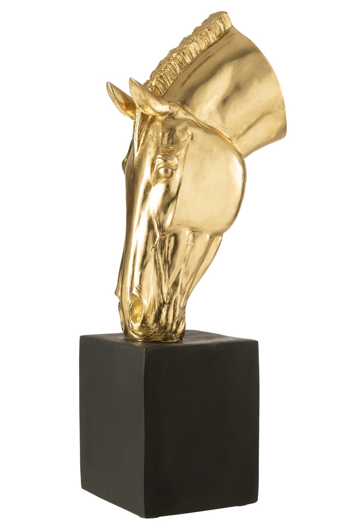 J-Line figuur Paard Op Voet Magnesiumoxide - goud/zwart - L