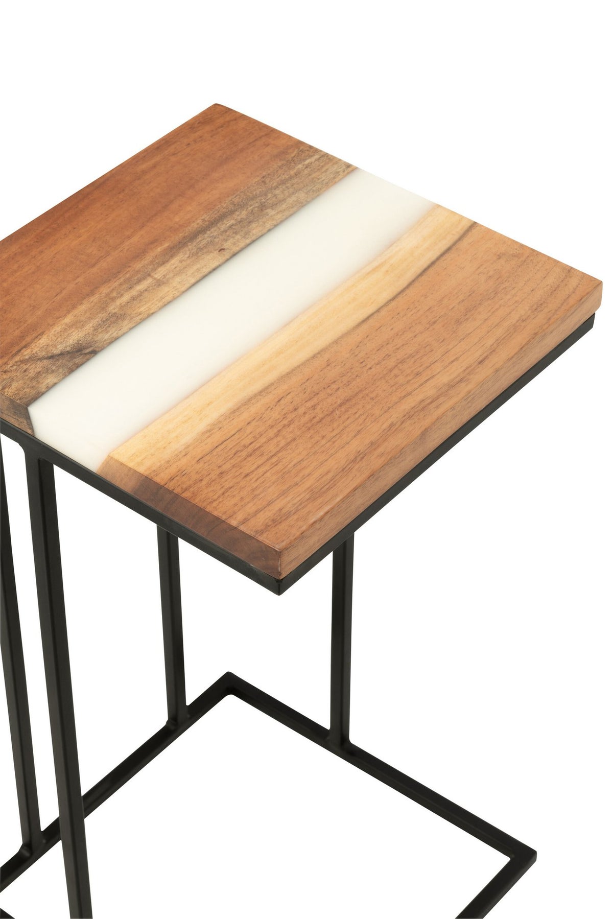 J-Line bijzettafel Vierkant - hout/epoxyhars - naturel/wit