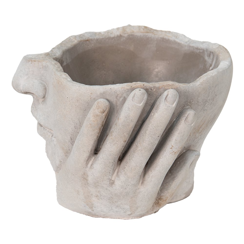 Bloempot Hoofd Ø 15x13 cm Beige Steen plantenpot