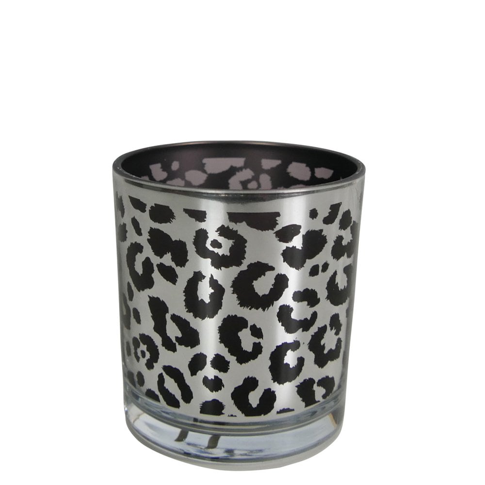 Theelichthouder zilver leopard small 8cm*