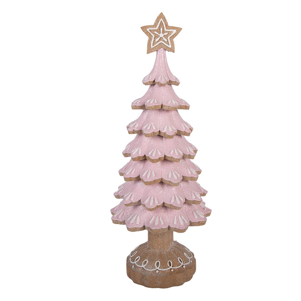 Kerstdecoratie Beeld Kerstboom Ø 16x40 cm Roze Kunststof