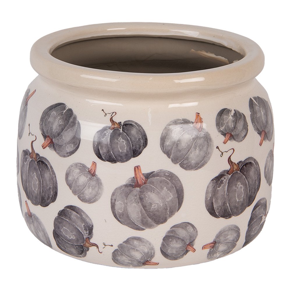 Bloempot Ø 20x15 cm Beige Grijs Keramiek Pompoen
