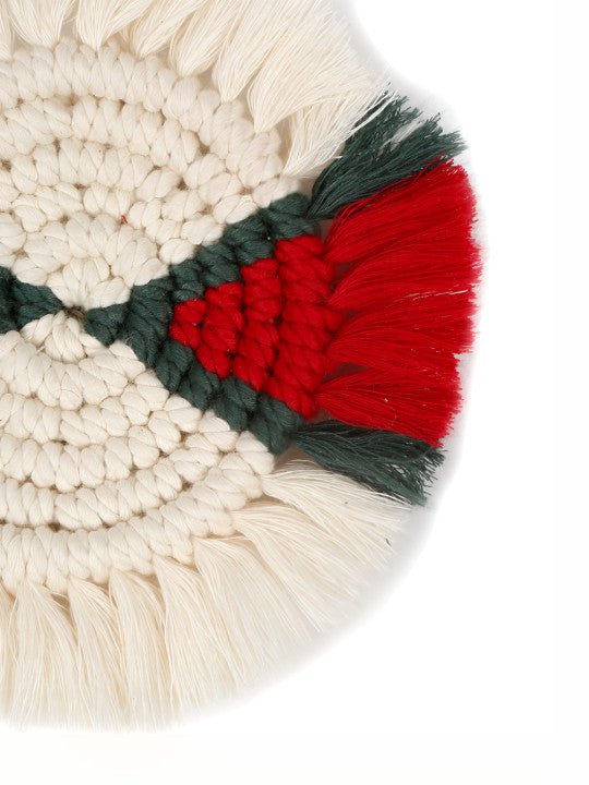 Set van gevlochten ronde onderzetters – meerkleurig ontwerp – 2 st