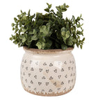 Bloempot Ø 16x13 cm Beige Zwart Keramiek Hartjes Bloempot Binnen