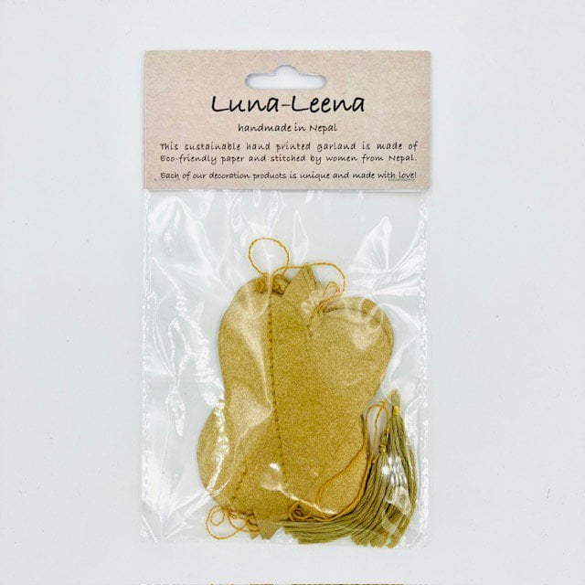Luna-Leena slinger hart - goud - L182cm - ecopapier - handgemaakt in Nepal
