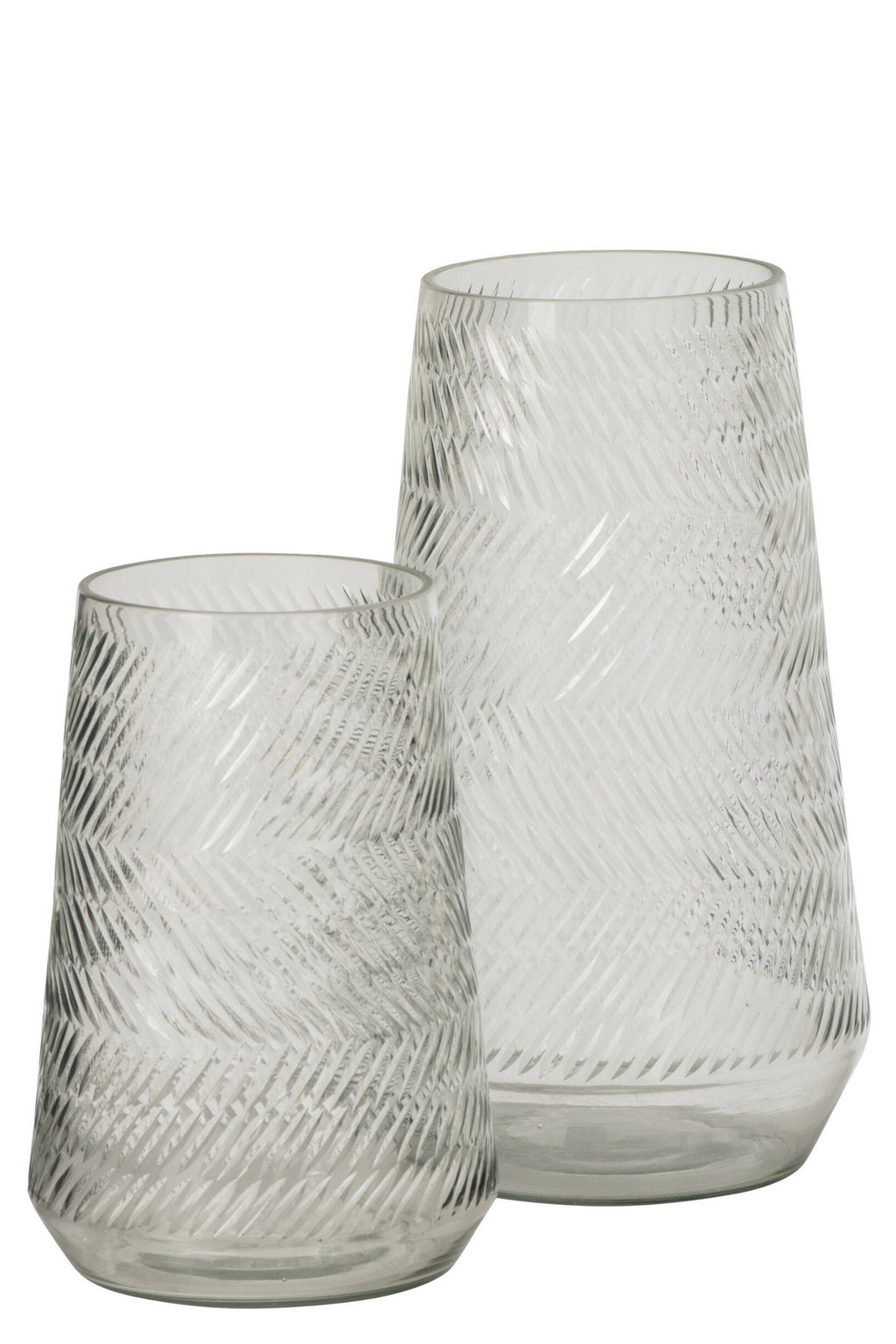J-Line Vaas met reliëf - glas - transparant - large