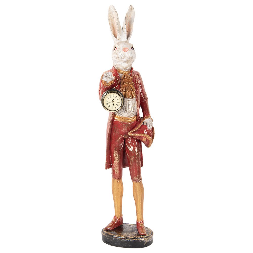 Decoratie Beeld Konijn 72 cm Beige Goudkleurig Kunststof Klok