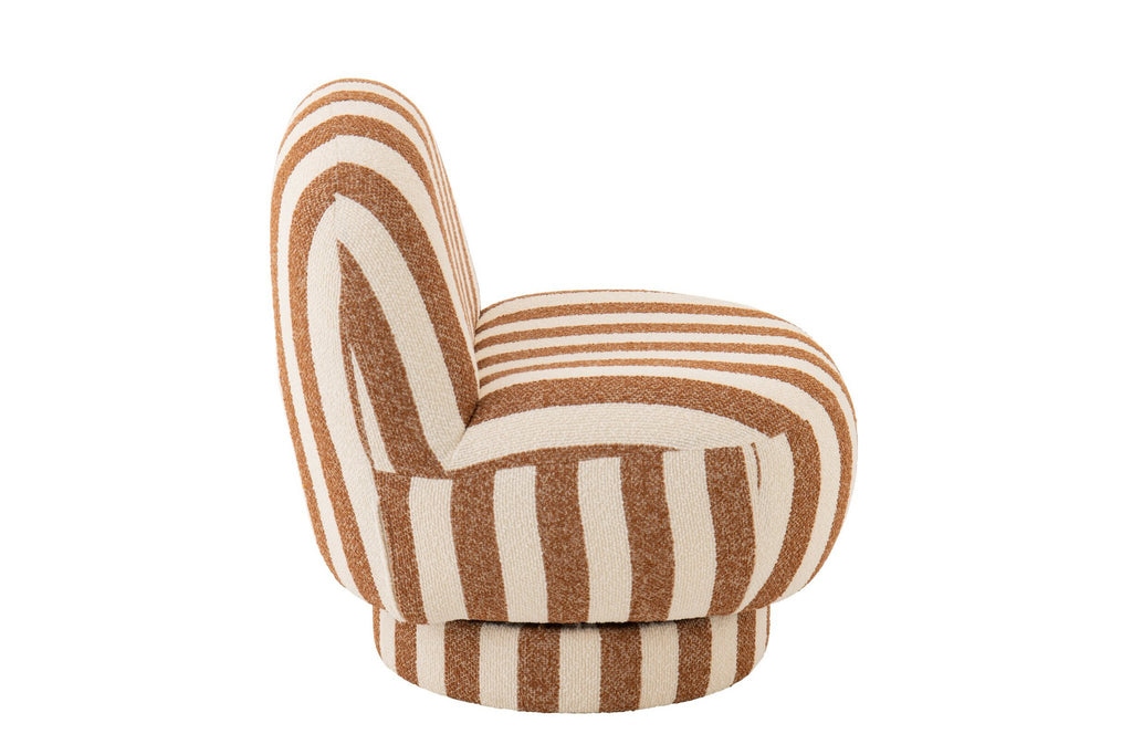 J-Line loungestoel Gestreept - polyresin - bruin/gebroken wit