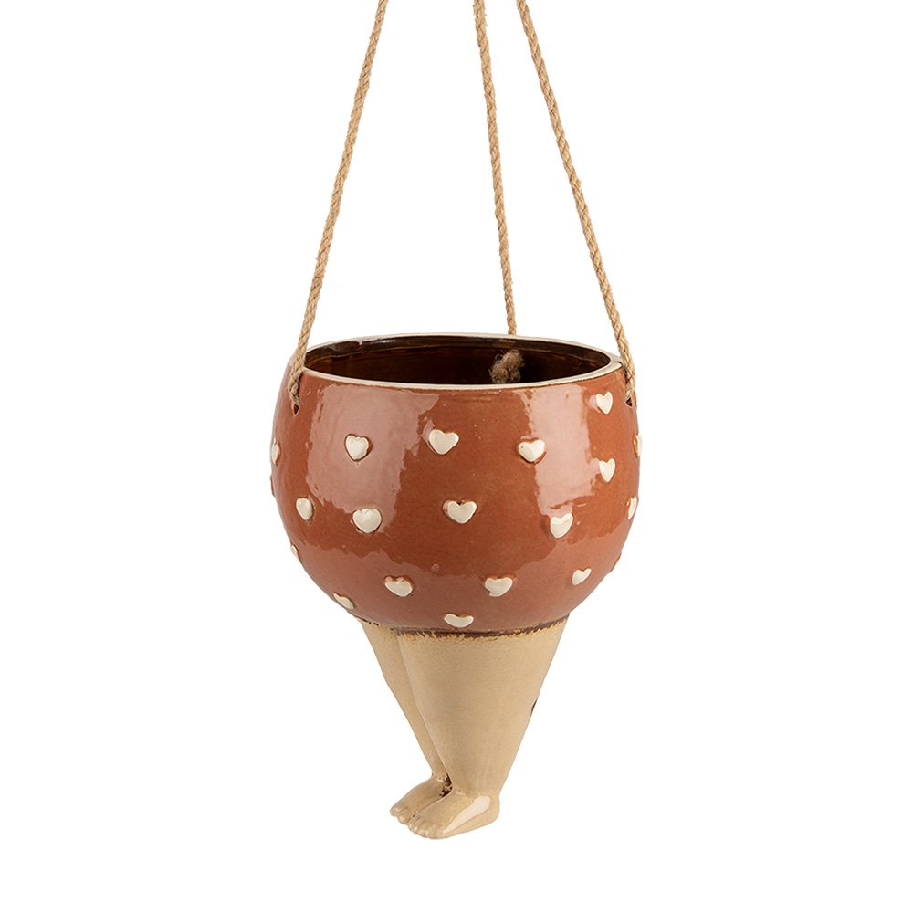 Plantenhanger 17x15x20 cm Roze Beige Keramiek Vrouw Bloempot