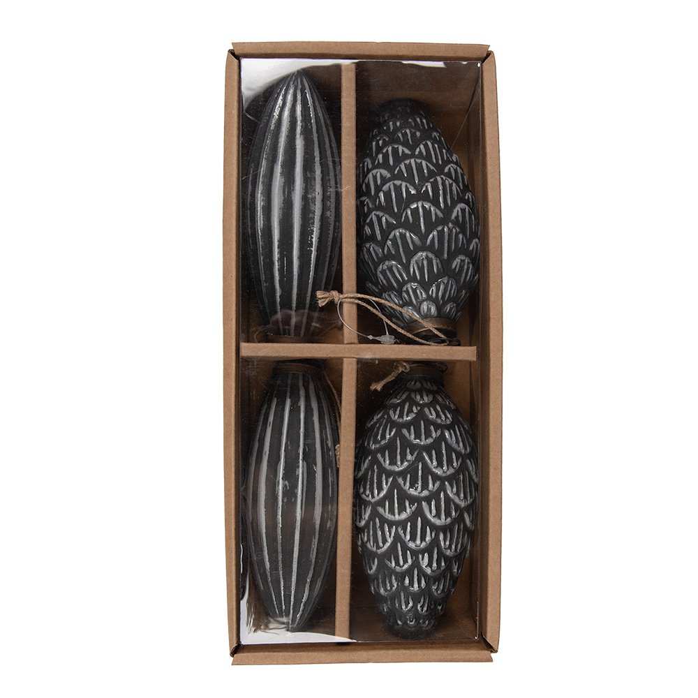 Kerstbal Set van 4 Ø 7/6 cm Grijs Glas Kerstboomversiering